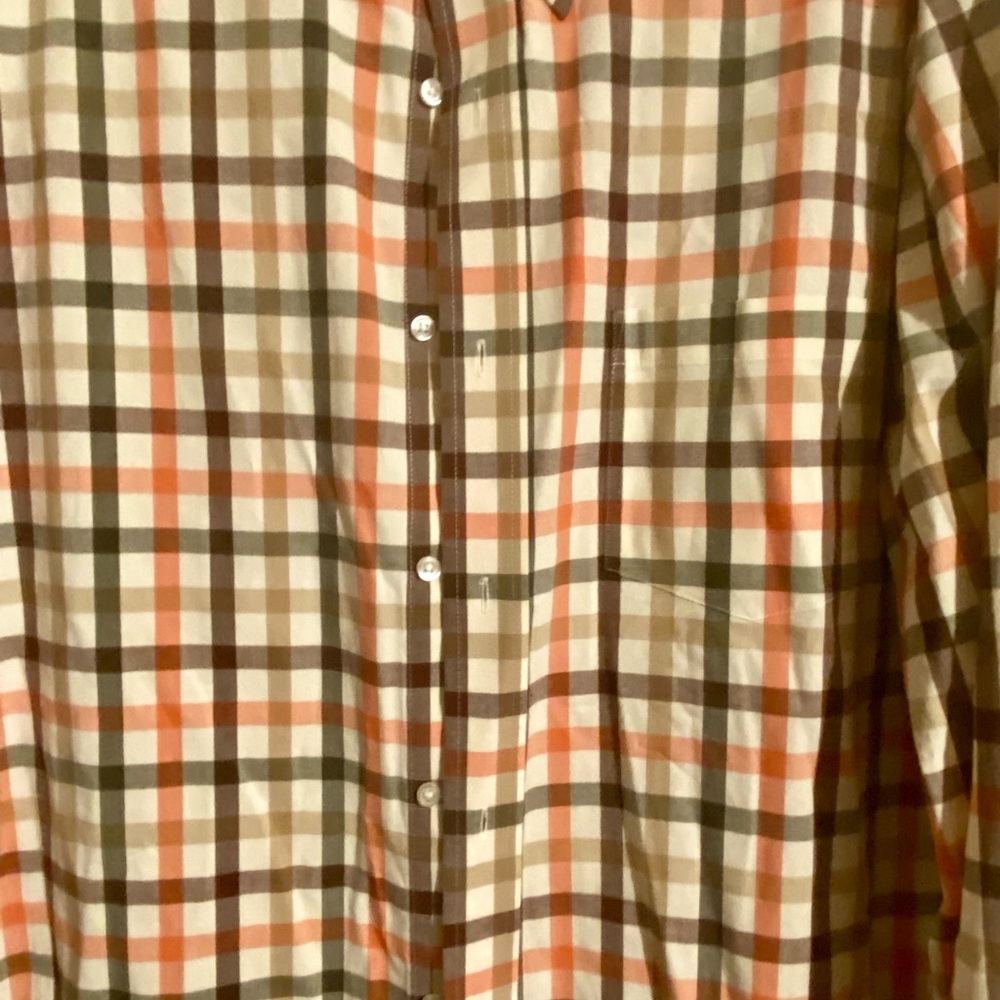 George Orange and Brown Plaid Button-Down Shirt - Picture 4 of 8